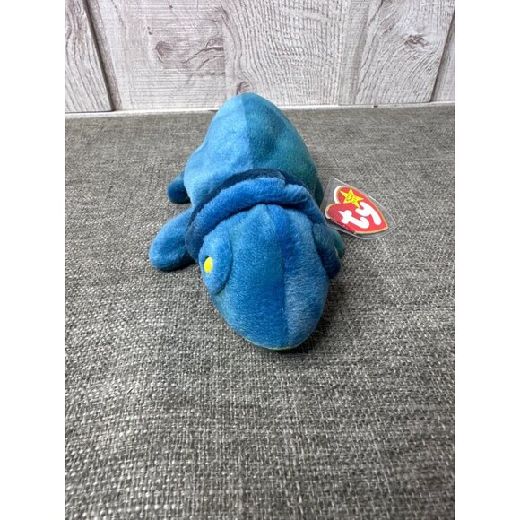 Ty Beanie Baby Rainbow Dark Blue Chameleon Plush Toy 1997 Collectible - Picture 2 of 8